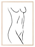 Naked Lady Line Drawing Torso Print | Line Art - Larosier Prints