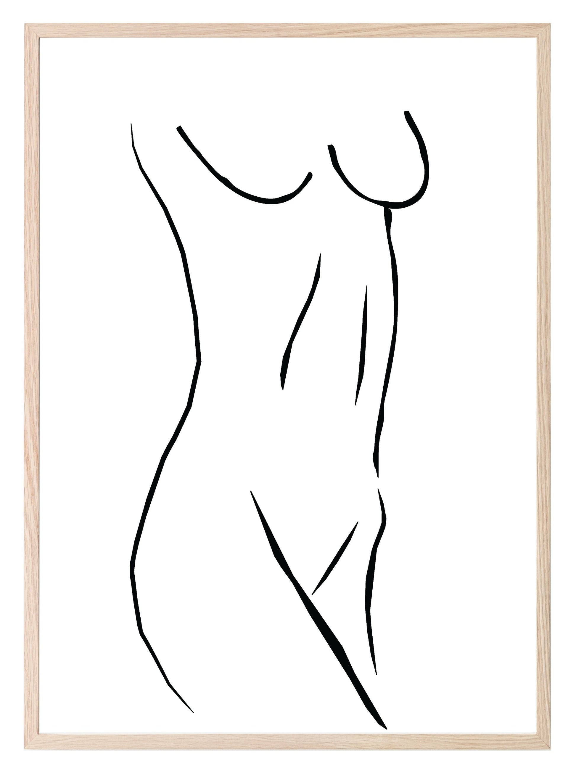 Naked Lady Line Drawing Torso Print | Line Art