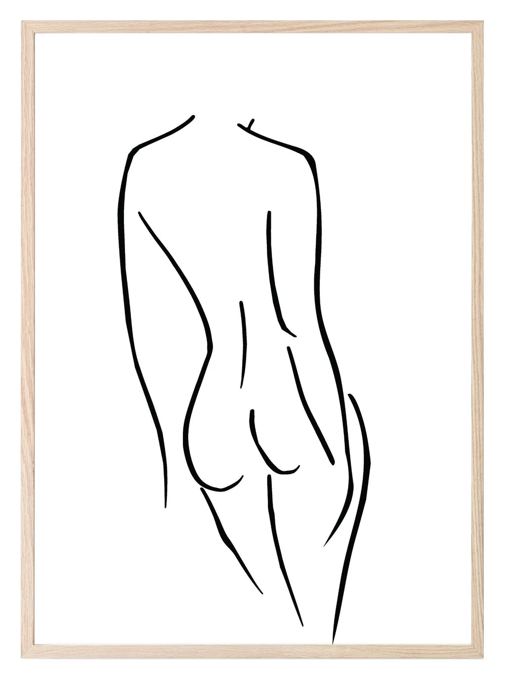 Naked Lady Butt Line Drawing Torso Print | Line Art - Larosier Prints