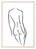 Naked Lady Butt Line Drawing Torso Print | Line Art - Larosier Prints