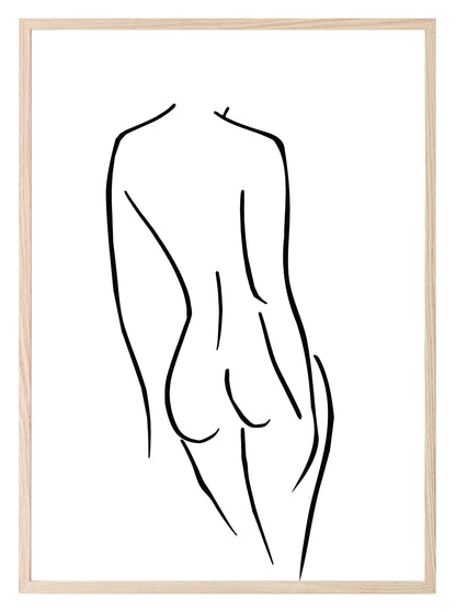 Naked Lady Butt Line Drawing Torso Print | Line Art