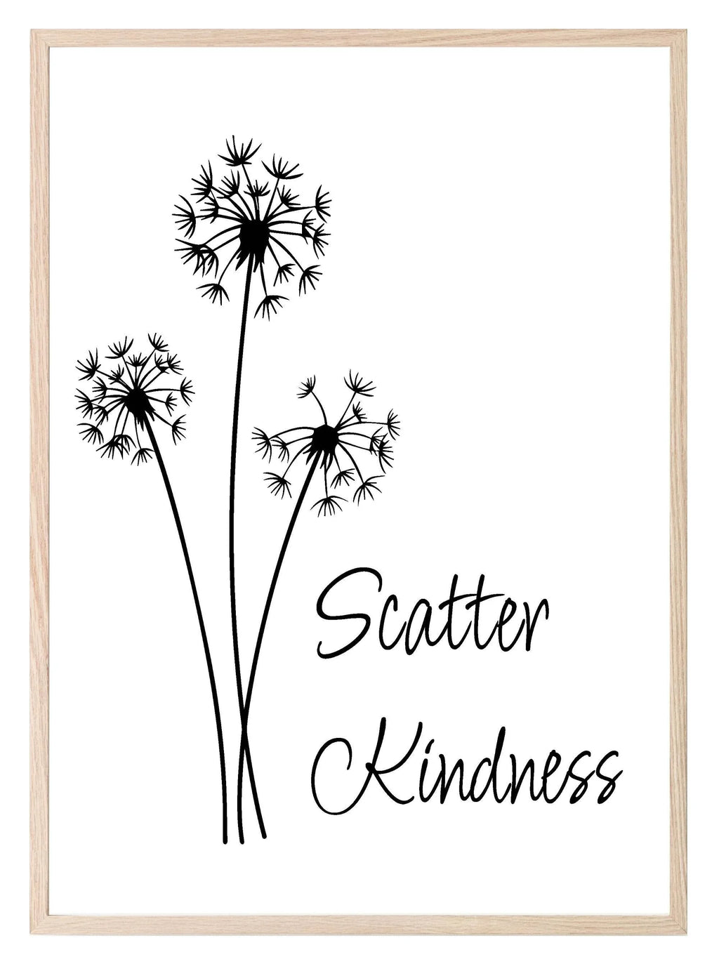Line Drawing Dandelions Print | Scatter Kindness | Line Art - Larosier Prints