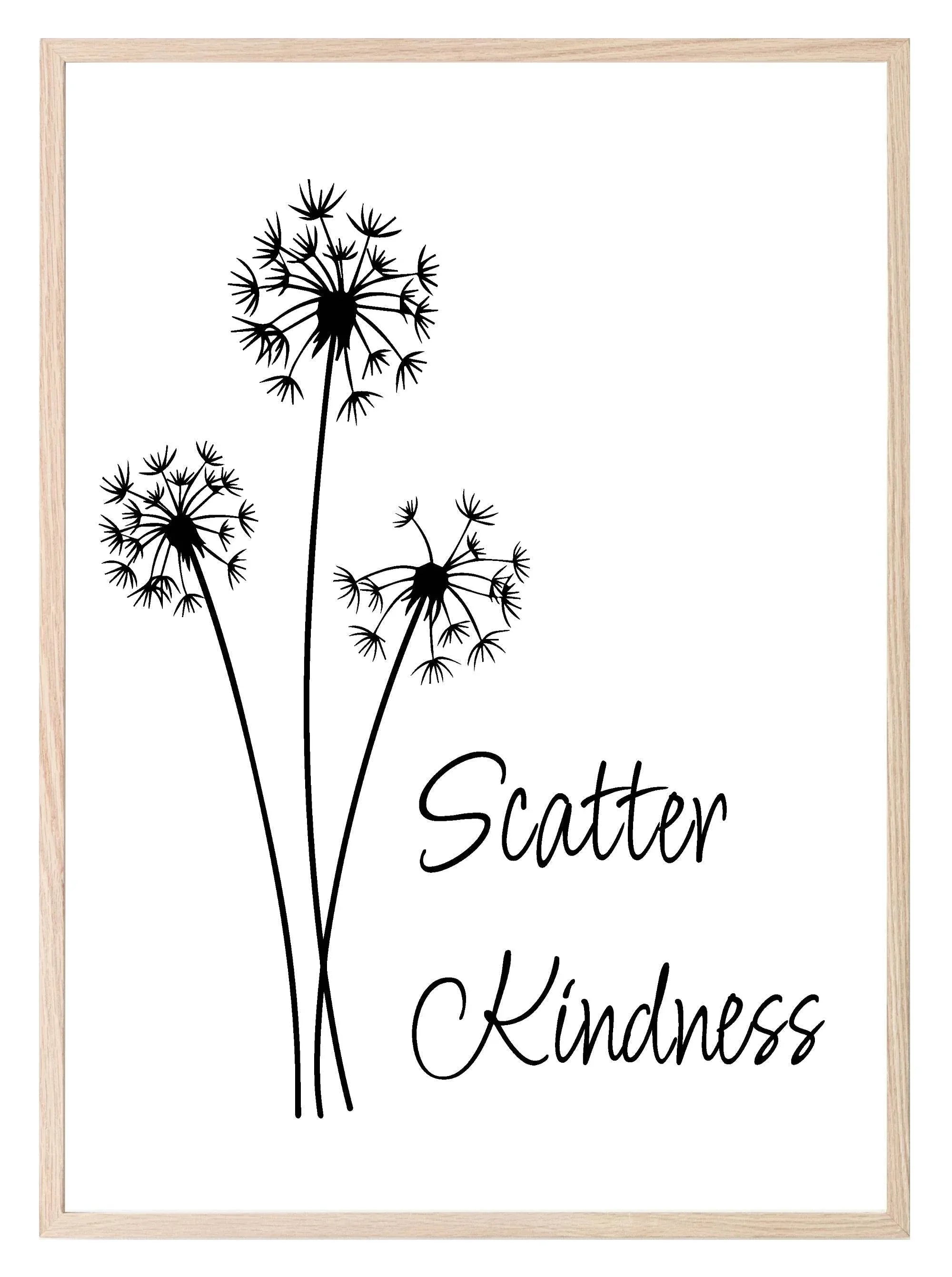 Line Drawing Dandelions Print | Scatter Kindness | Line Art - Larosier Prints