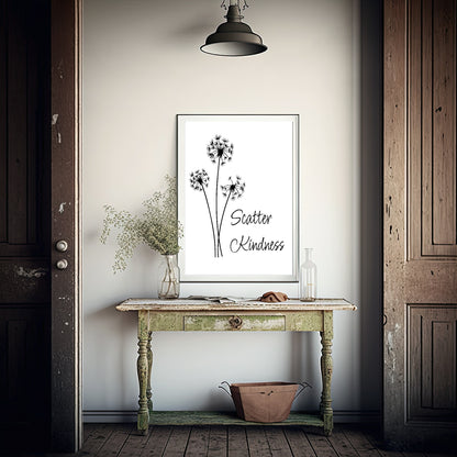 Line Drawing Dandelions Print | Scatter Kindness | Line Art