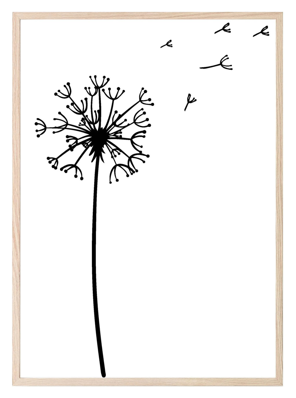 Line Drawing Dandelion Print | Line Art - Larosier Prints