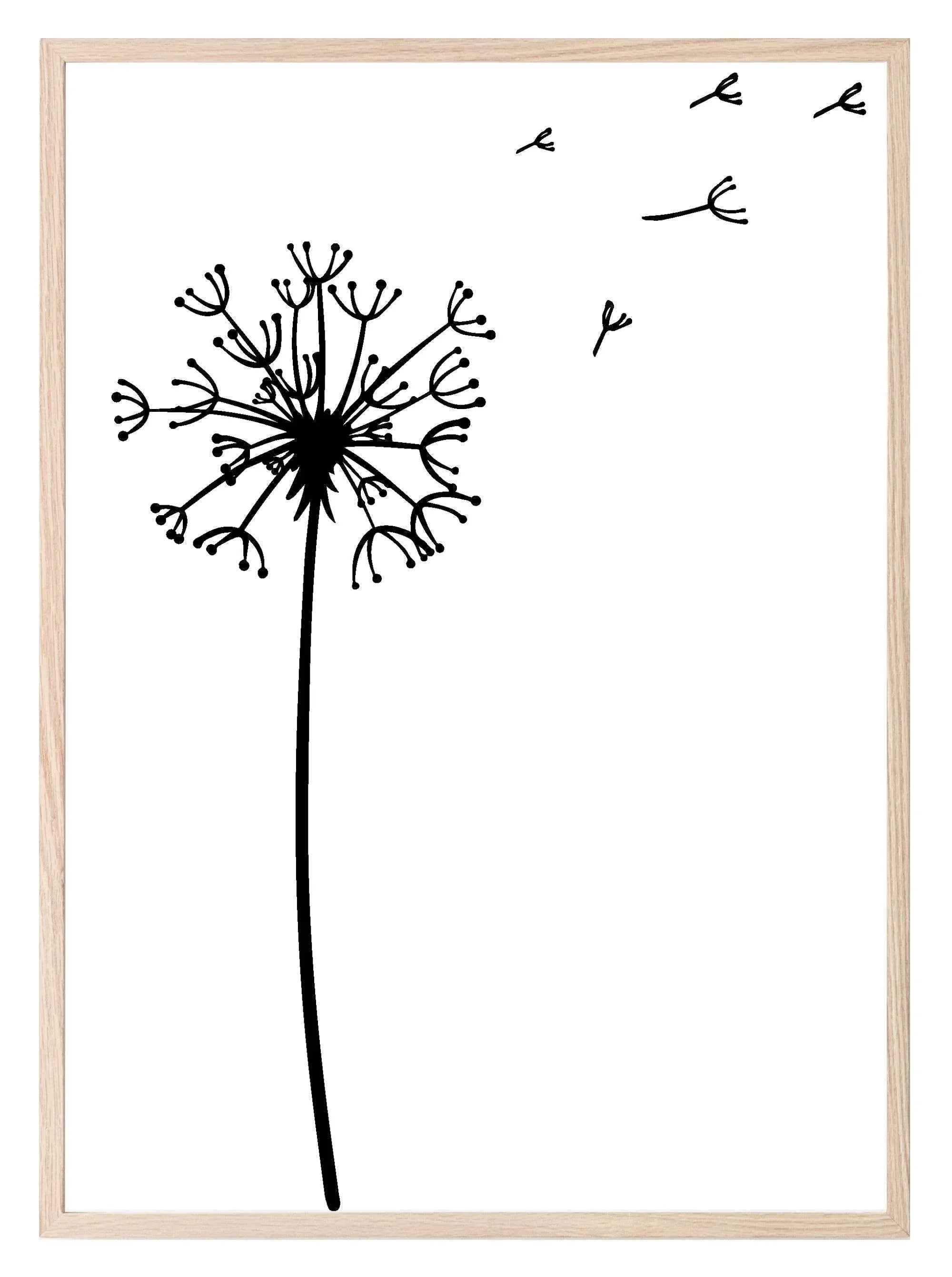 Line Drawing Dandelion Print | Line Art - Larosier Prints