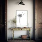 Line Drawing Dandelion Print | Line Art - Larosier Prints