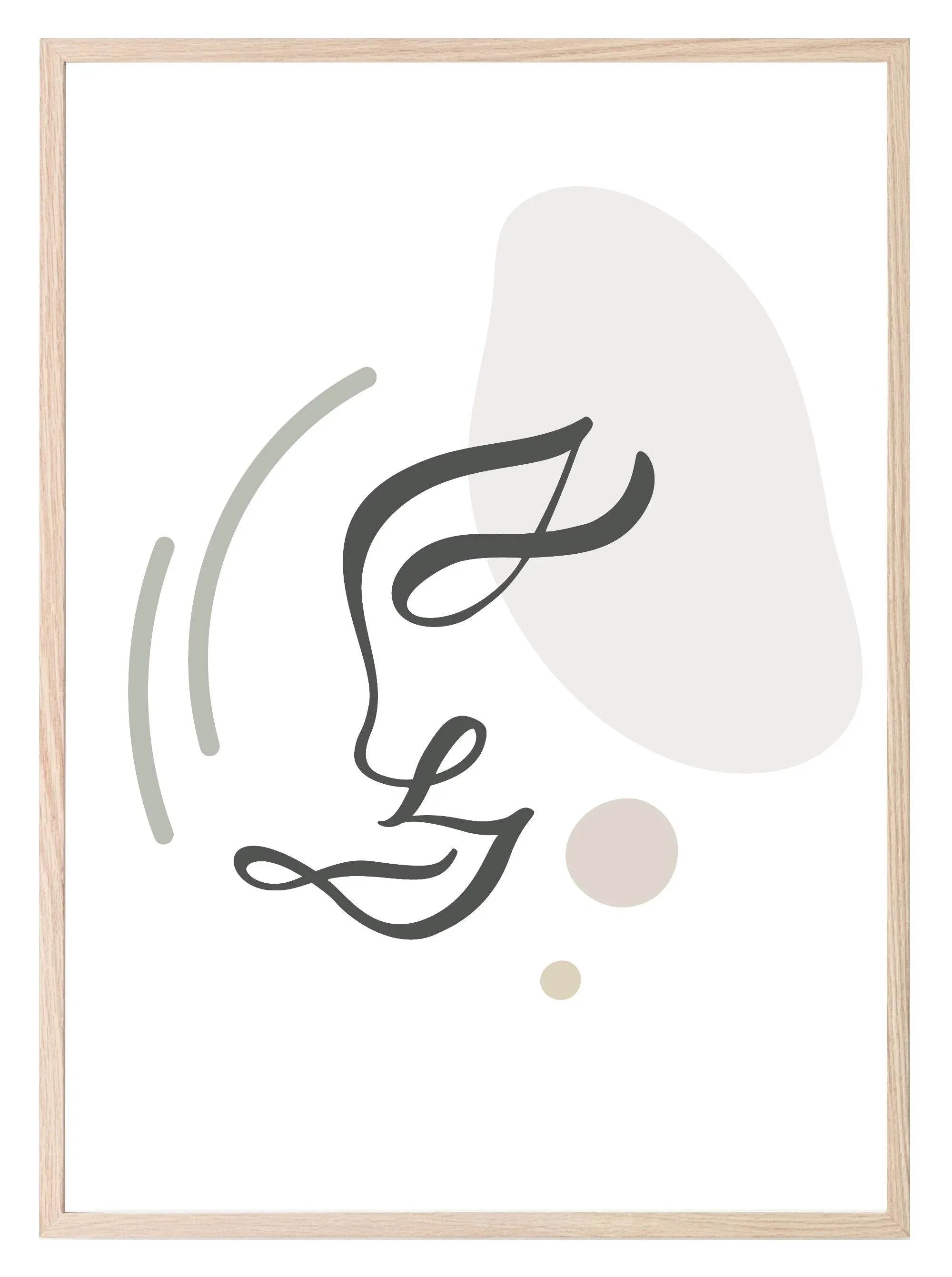 Line Drawing Abstract Face Print | Line Art - Larosier Prints