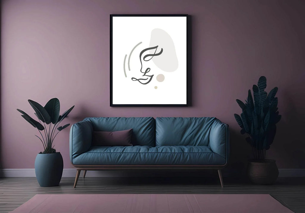 Line Drawing Abstract Face Print | Line Art - Larosier Prints