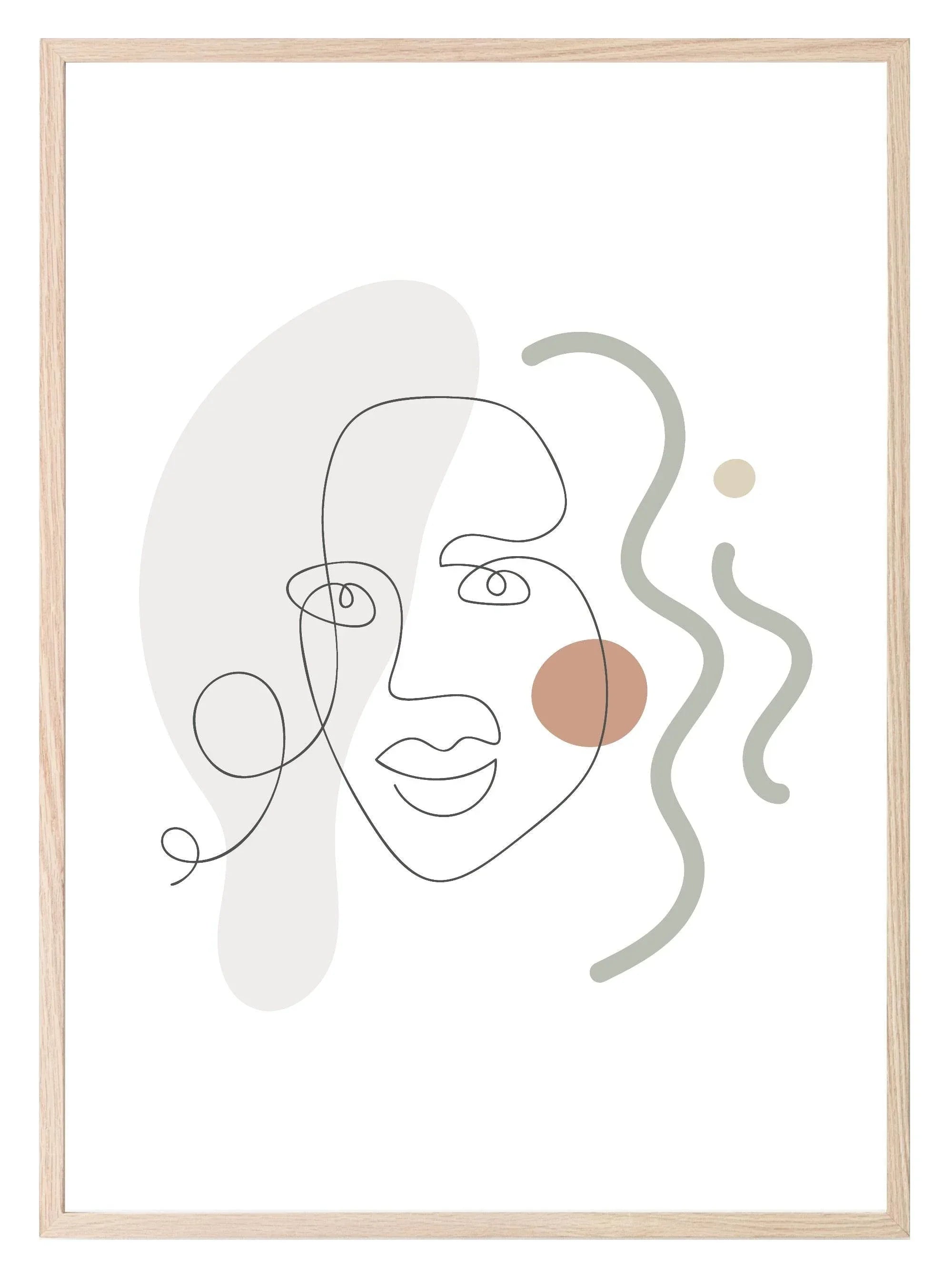 Line Drawing Abstract Face III Print | Line Art - Larosier Prints