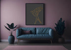 Hand Drawn Gold Bird Print | Black | Animal Wall Art - Larosier Prints