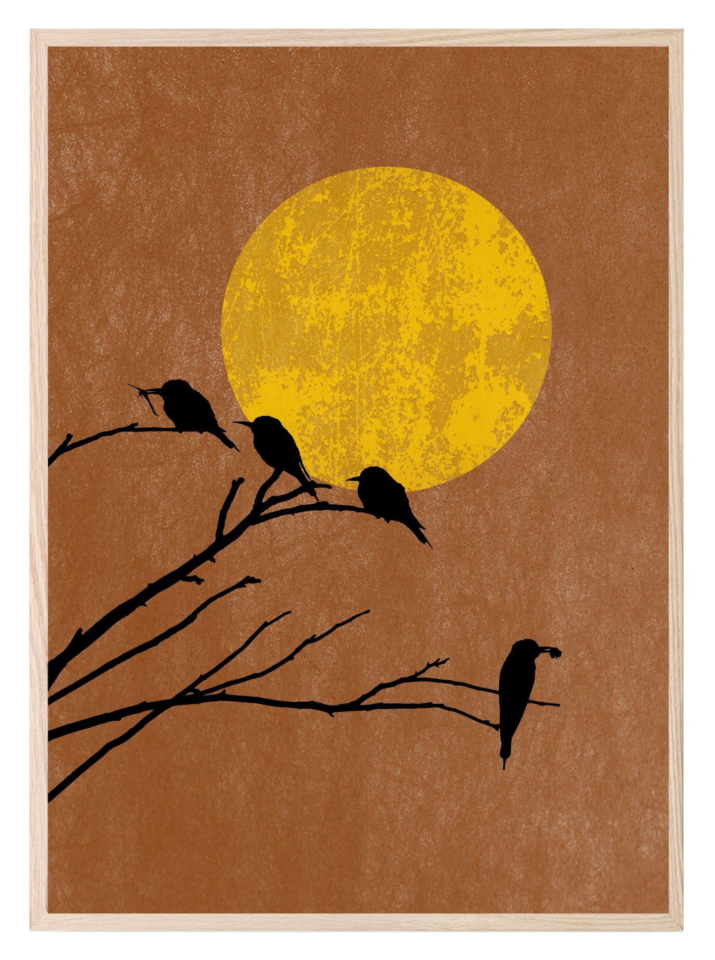 Four Little Birds Print | Sunset | Abstract Wall Art