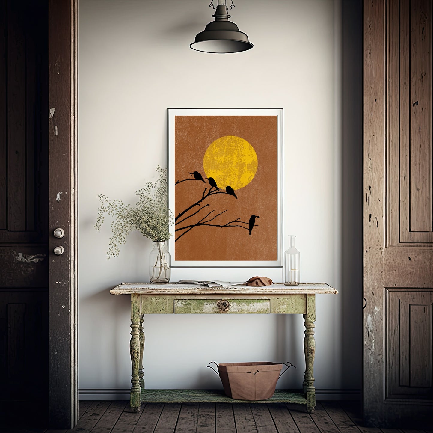 Four Little Birds Print | Sunset | Abstract Wall Art