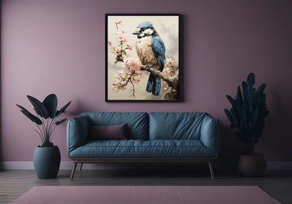 Blue Jay Bird Print | Botanical Wall Art