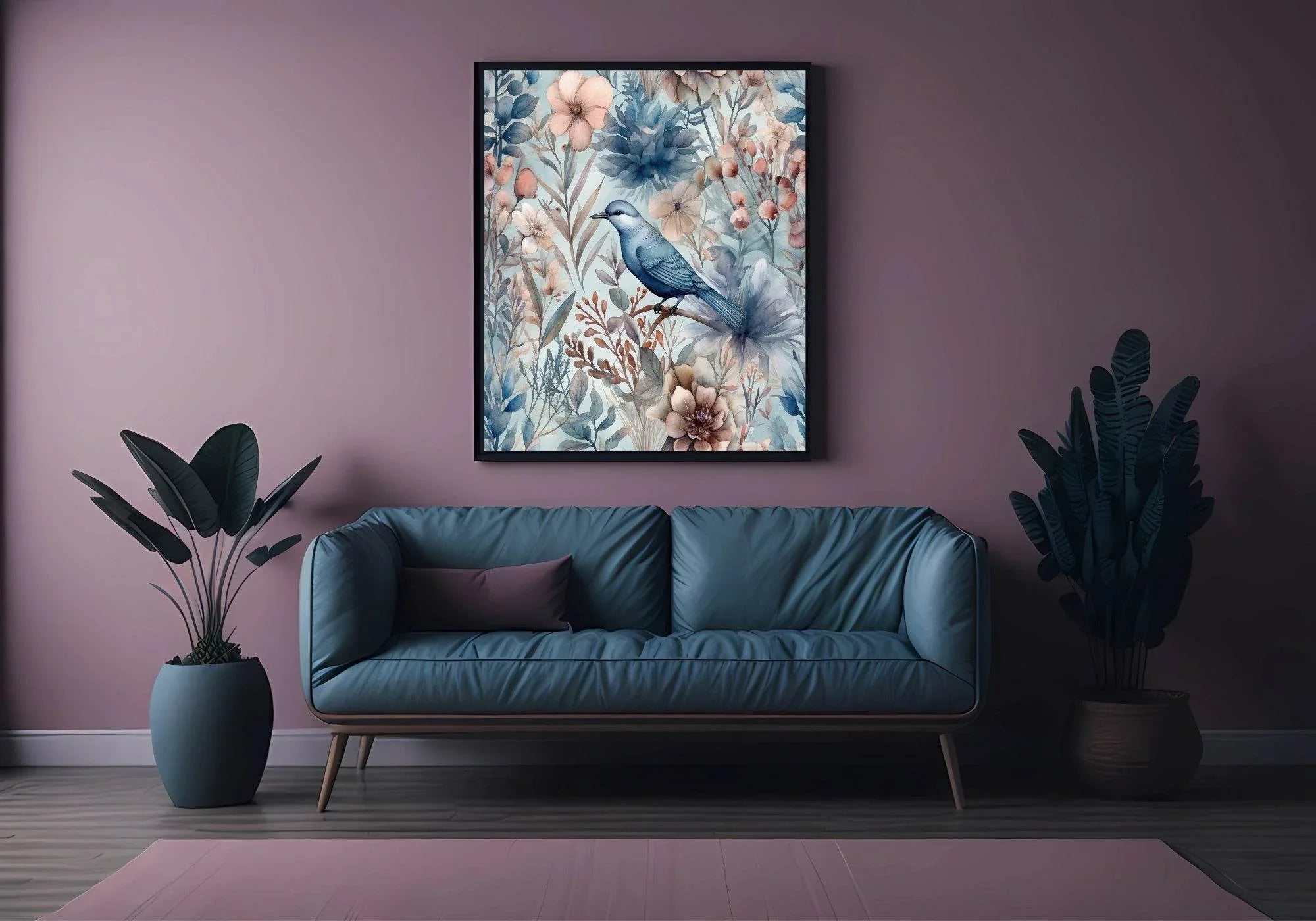 Watercolour Bird Print | Blue | Botanical Wall Art - Larosier Prints