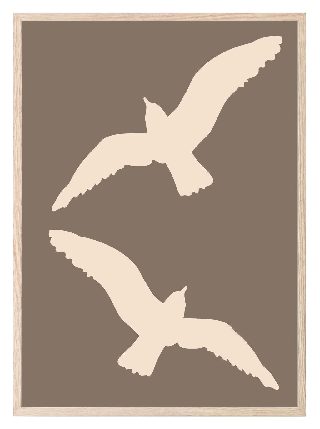 Cream Birds Silhouettes Print | Brown | Minimalistic Wall Art - Larosier Prints
