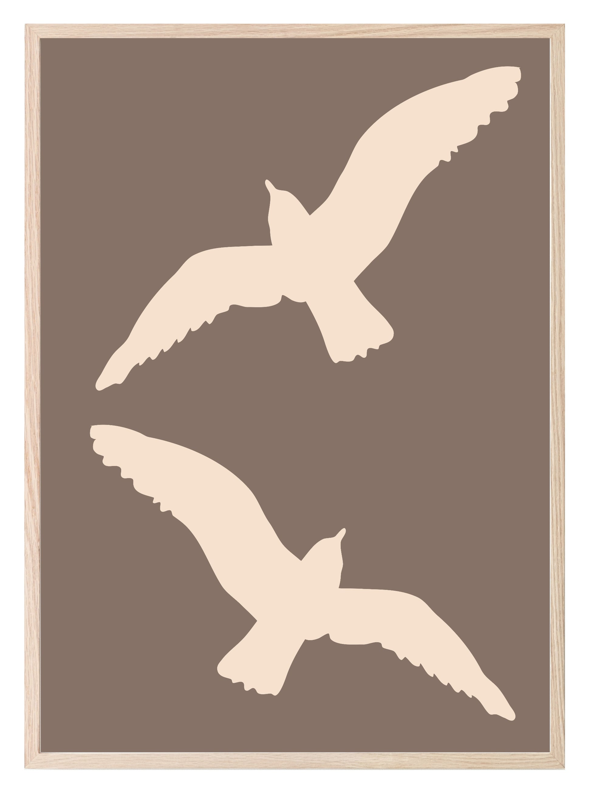 Cream Birds Silhouettes Print | Brown | Minimalistic Wall Art