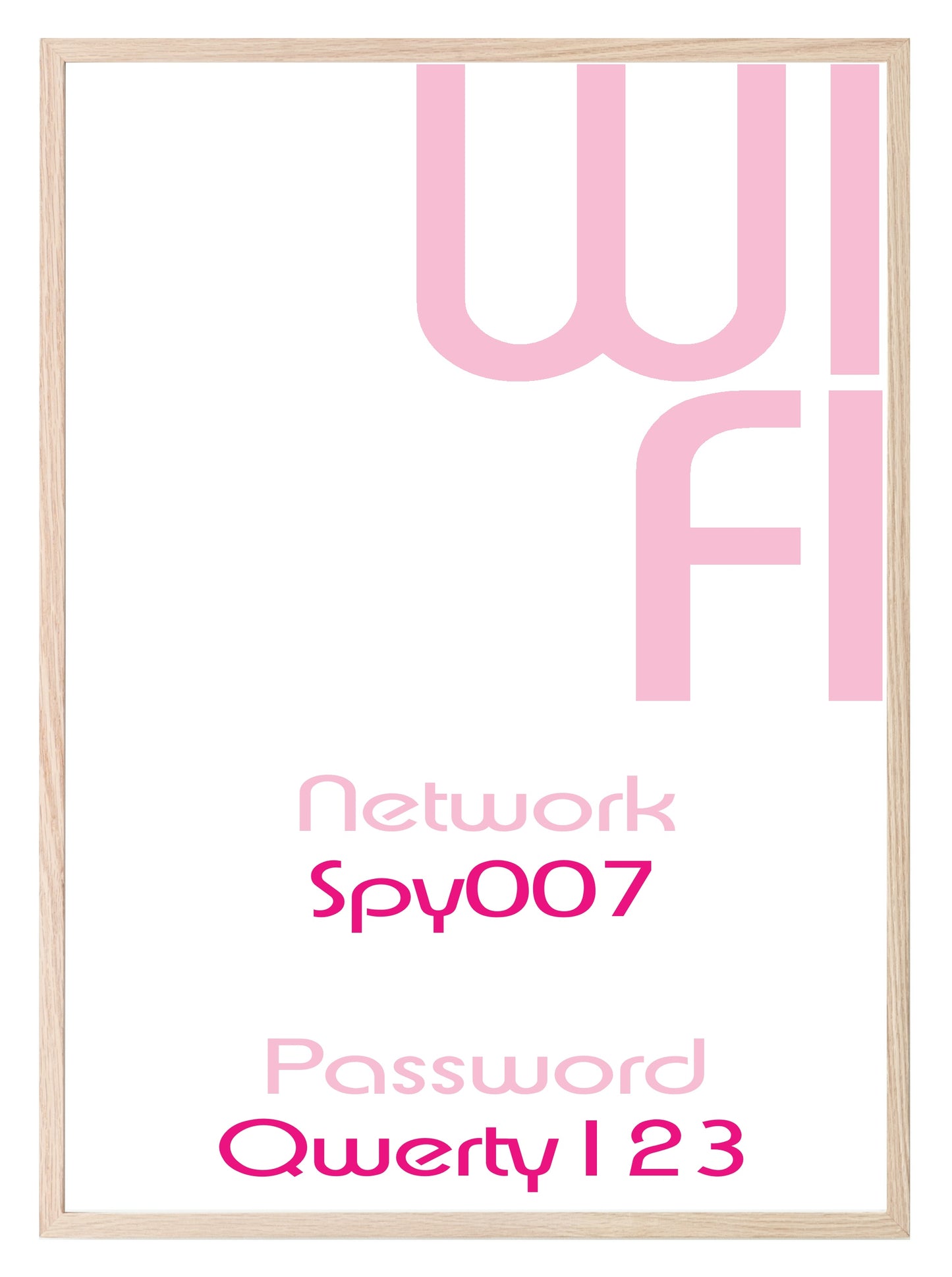 Personalised Wi-Fi Details Print | Salon Wall Art Pink