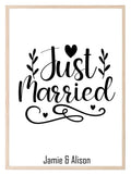Personalised Name Just Married Print | Wedding Wall Art - Larosier Prints