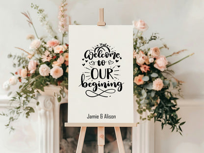 Personalised Name Welcome To Our Beginning Print | Wedding Wall Art