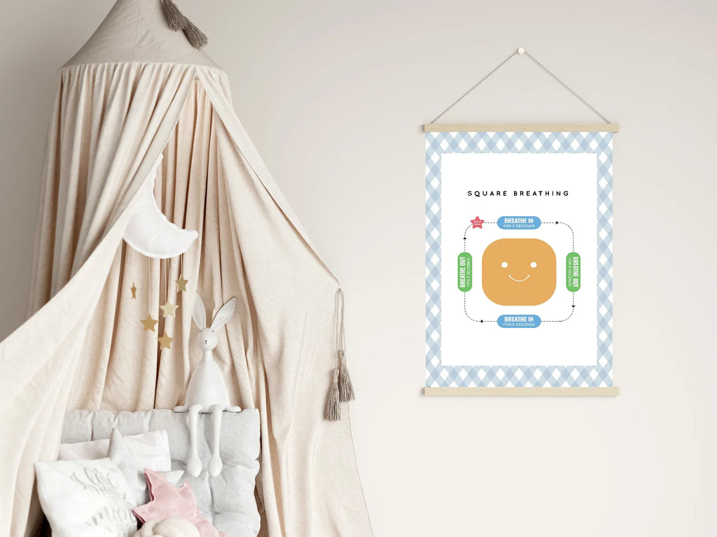 Pastel Plaid Square Breathing Emotional Support Tool Wall Art | Blue, Pink or Mint Green - Larosier Prints