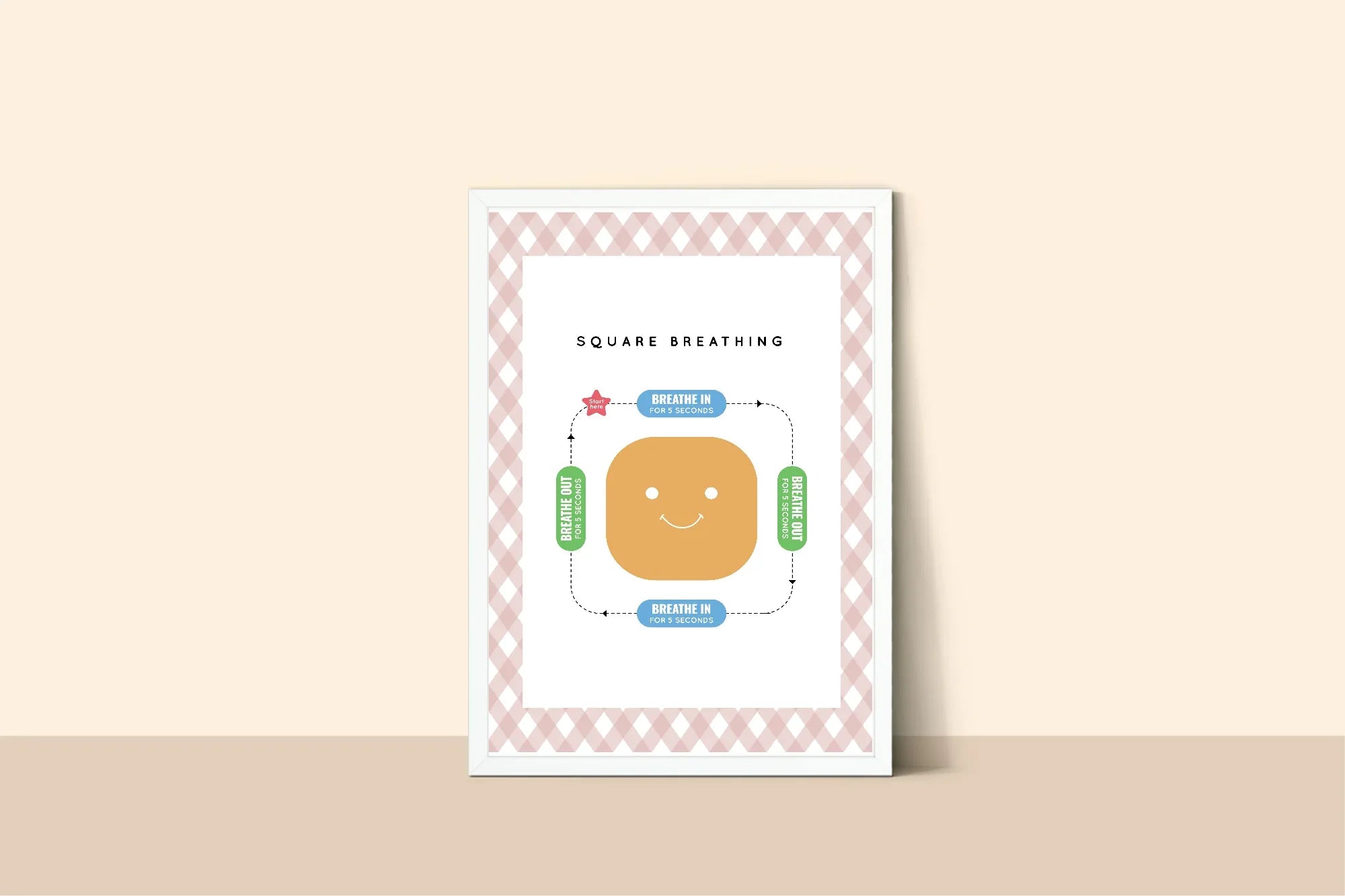 Pastel Plaid Square Breathing Emotional Support Tool Wall Art | Blue, Pink or Mint Green - Larosier Prints