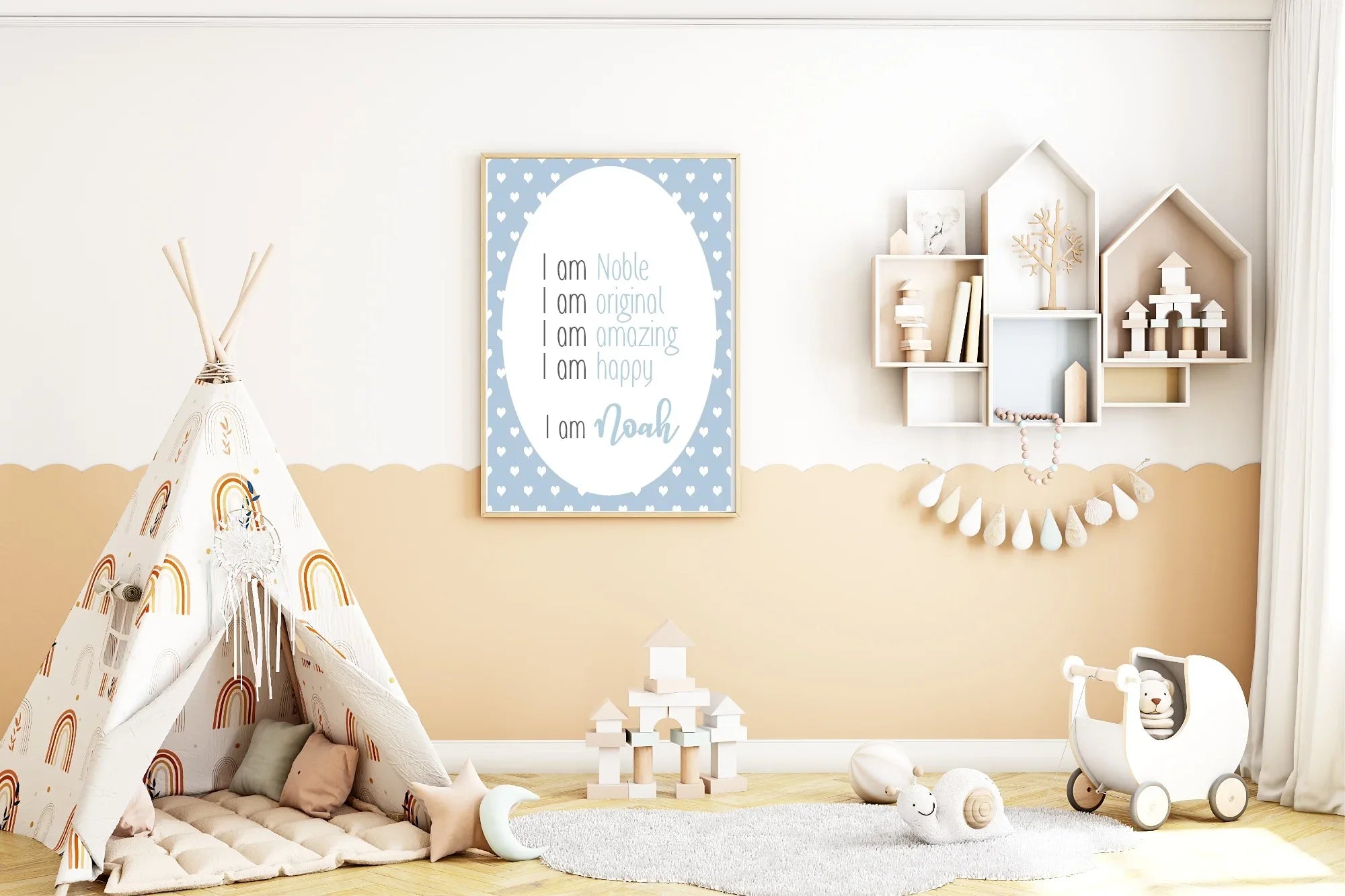 Blue & White Heart Acrostic Poem - Larosier Prints