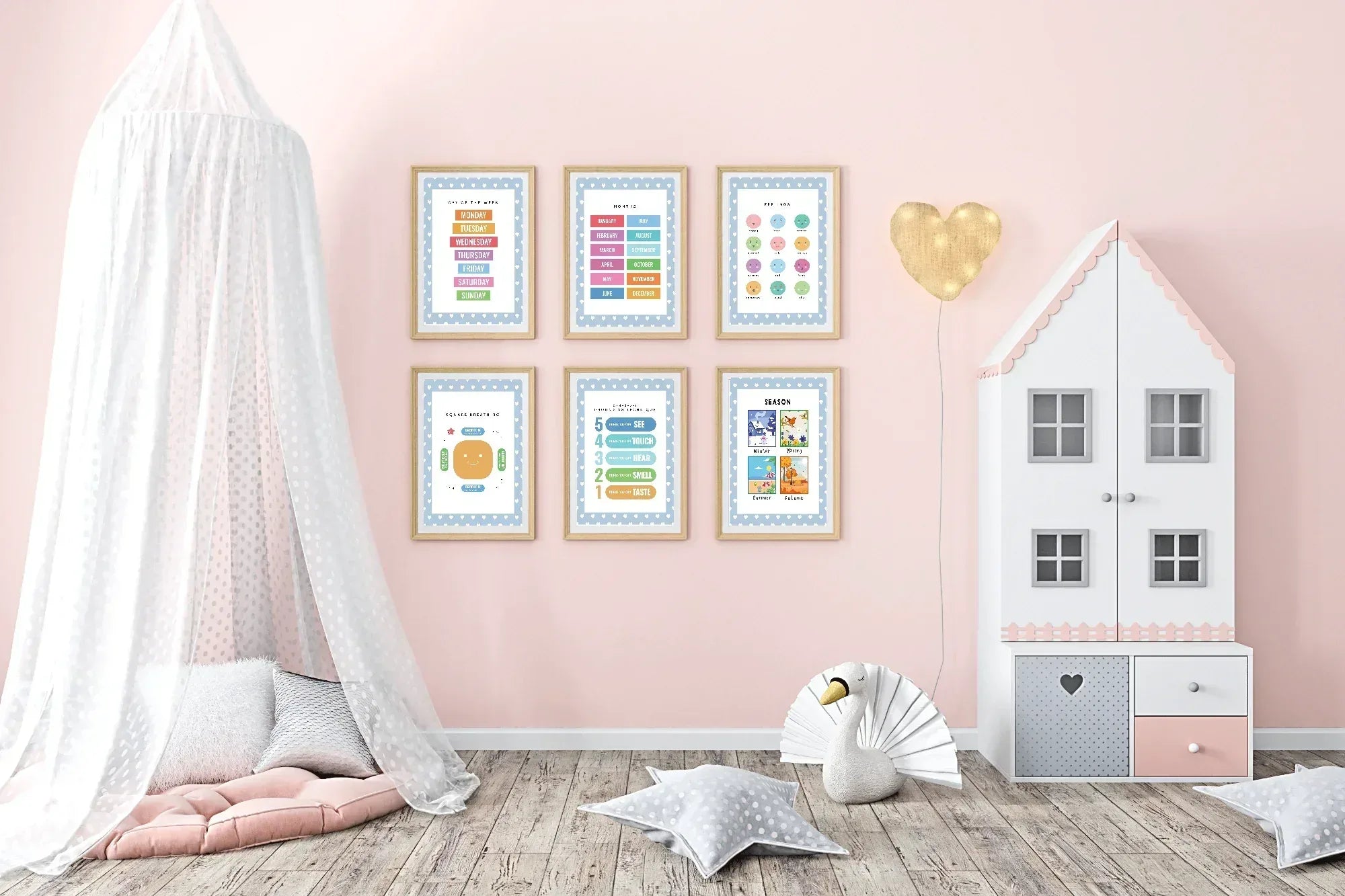 Blue & White Heart Feelings Poster | Emotional Support Tool Wall Art - Larosier Prints