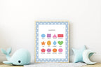 Blue & White Heart Shapes Poster | Educational Wall Art - Larosier Prints