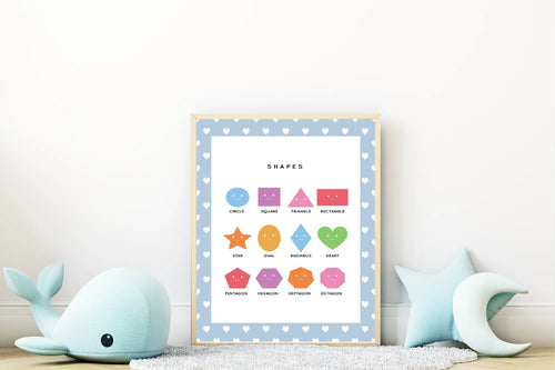 Blue & White Heart Shapes Poster | Educational Wall Art - Larosier Prints
