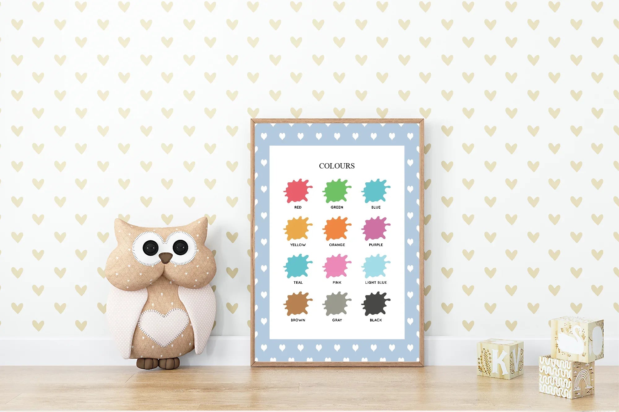 Blue & White Heart Colours Poster | Educational Wall Art - Larosier Prints