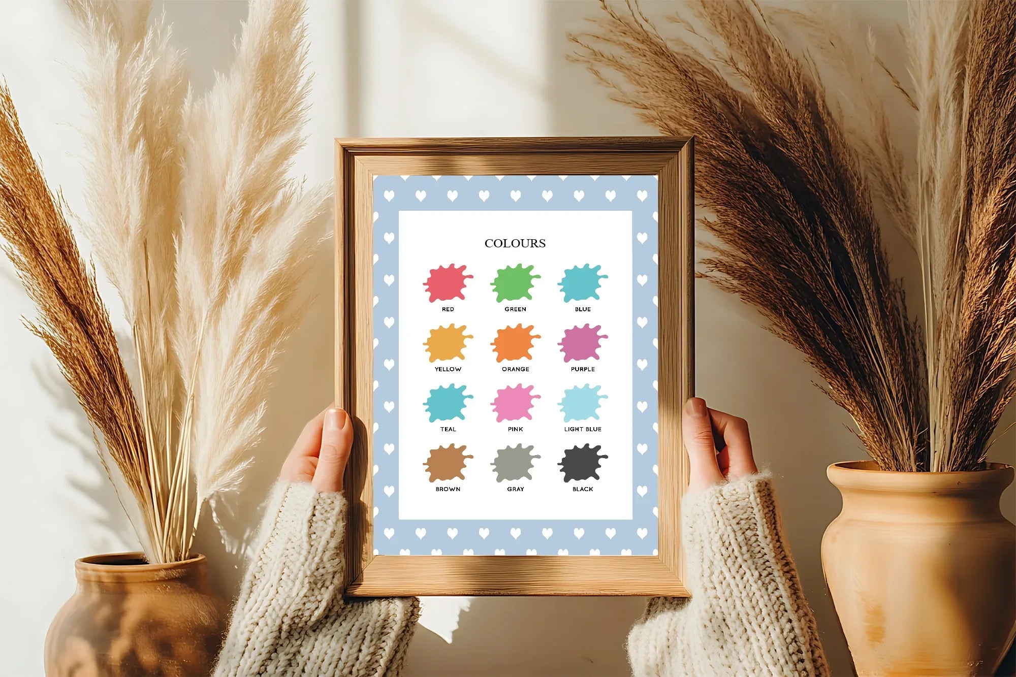 Blue & White Heart Colours Poster | Educational Wall Art - Larosier Prints