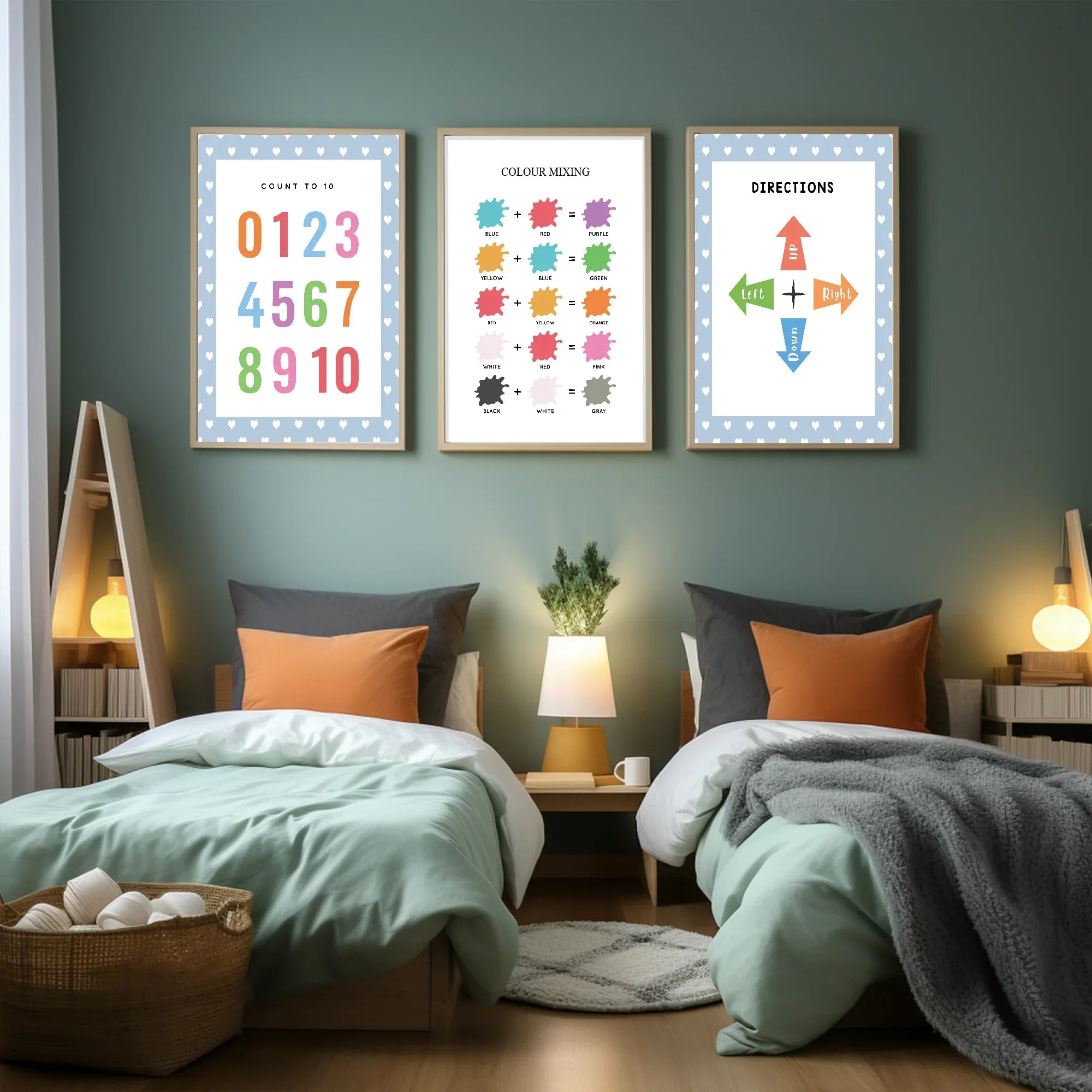 Blue & White Heart Colour Mixing Poster | Educational Wall Art - Larosier Prints