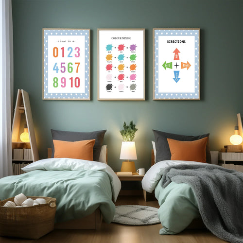 Blue & White Heart Colour Mixing Poster | Educational Wall Art - Larosier Prints
