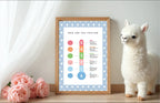 Blue & White Heart Feelings Meter Poster | Emotional Support Tool Wall Art - Larosier Prints