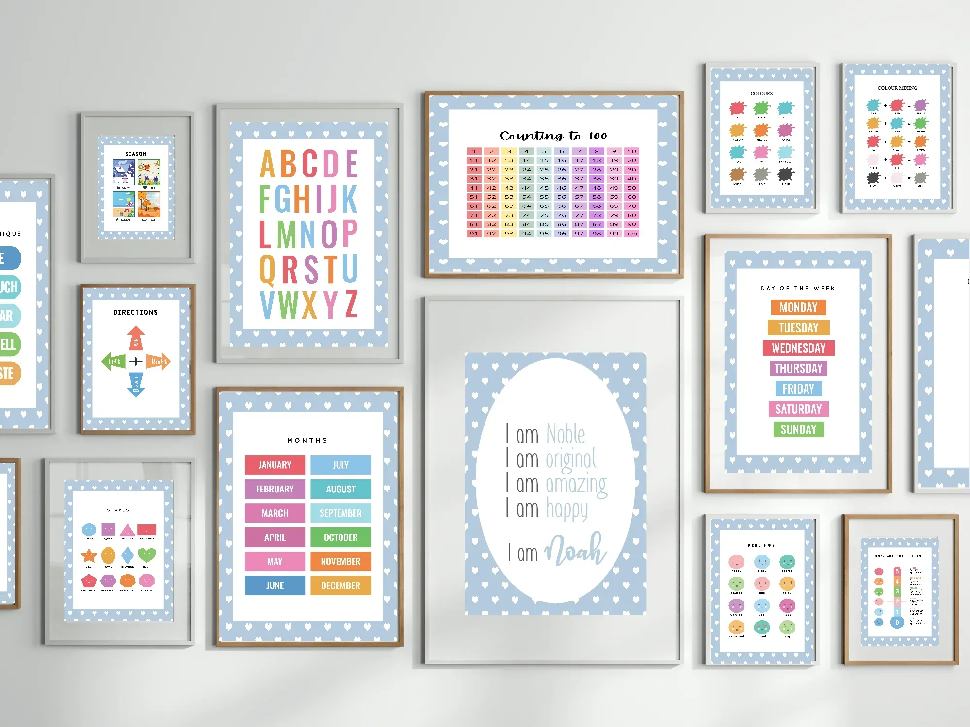 Blue & White Heart Grounding Technique Poster |Emotional Support Tool Wall Art - Larosier Prints