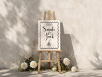 Champagne Party Wedding Welcome Sign | Monochrome