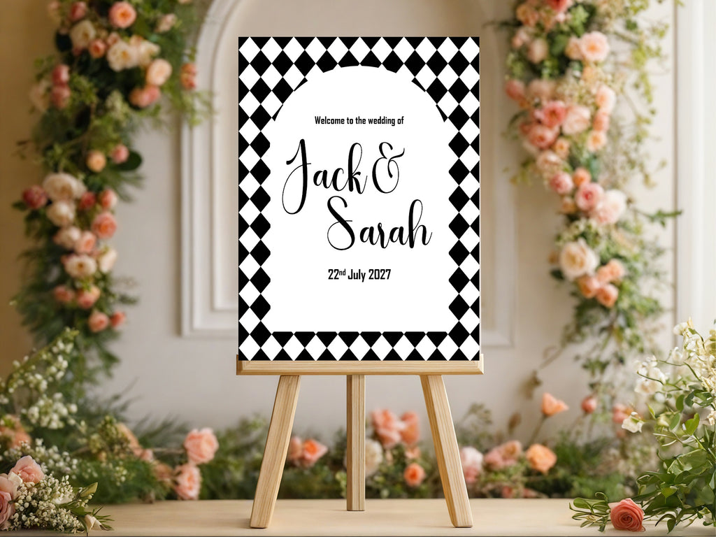 Harlequin Diamond Wedding Welcome Sign | Multiple Colour Options