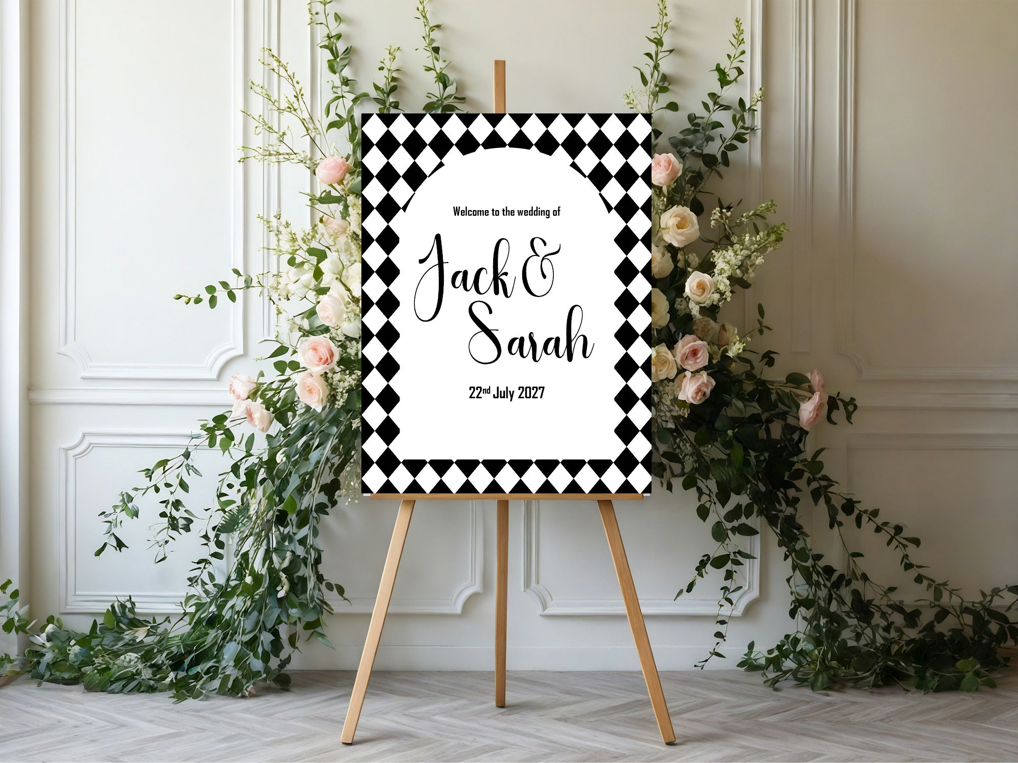 Harlequin Diamond Wedding Welcome Sign | Multiple Colour Options
