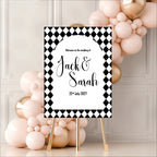Harlequin Diamond Wedding Welcome Sign | Multiple Colour Options