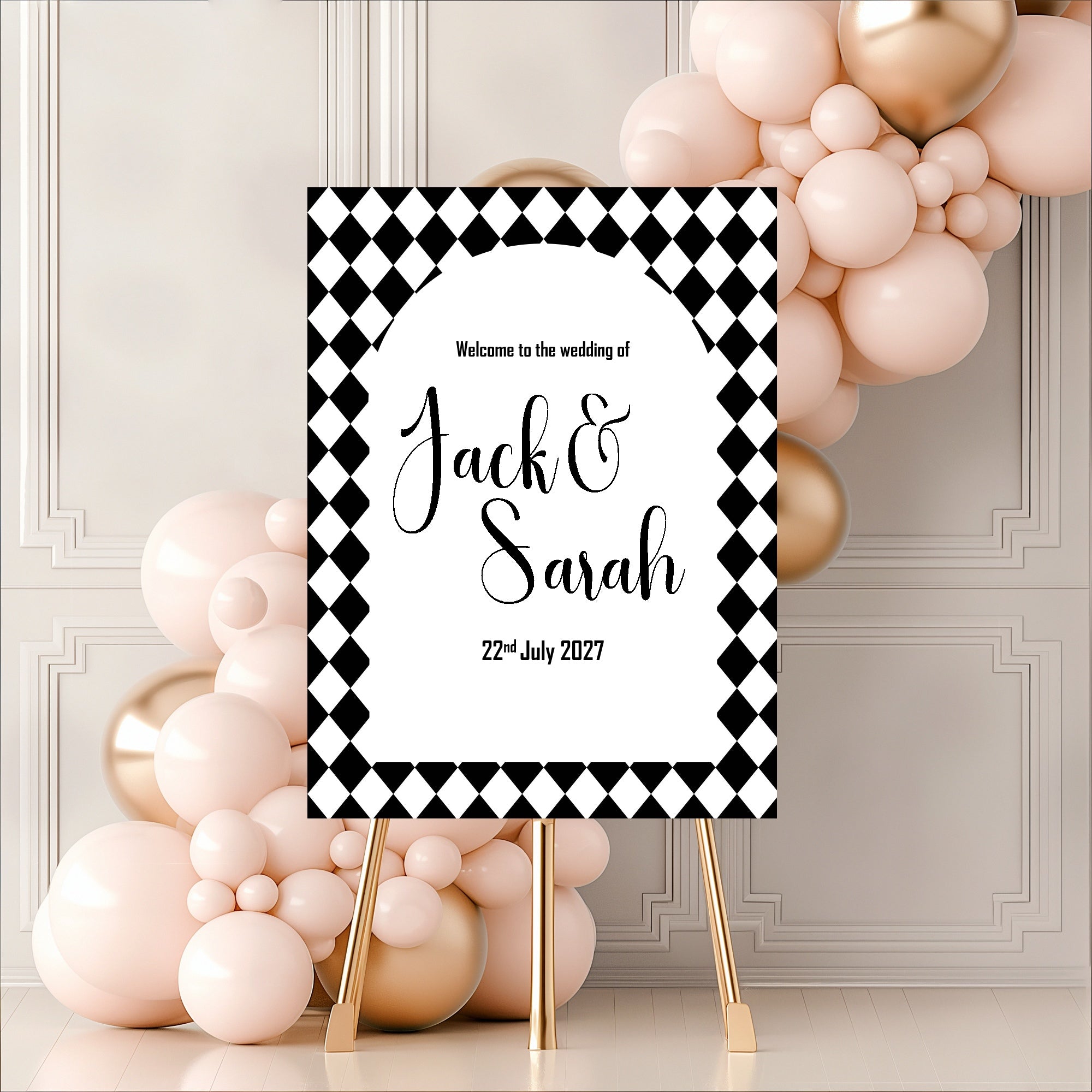 Harlequin Diamond Wedding Welcome Sign | Multiple Colour Options