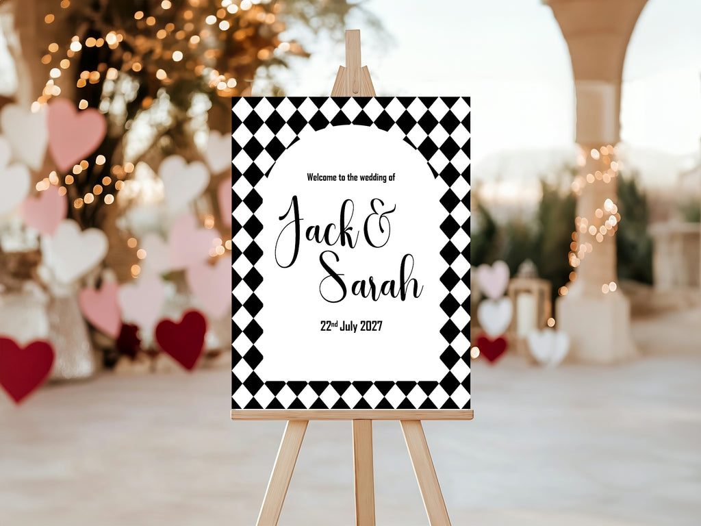 Harlequin Diamond Wedding Welcome Sign | Multiple Colour Options