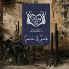 Blue Gothic Wedding Welcome Sign | Skeleton Hands