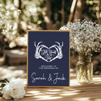 Blue Gothic Wedding Welcome Sign | Skeleton Hands