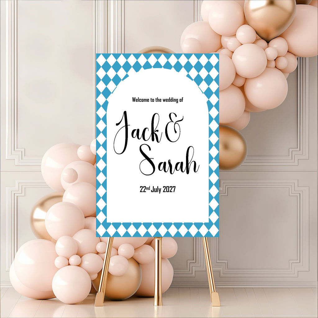 Harlequin Diamond Wedding Welcome Sign | Multiple Colour Options