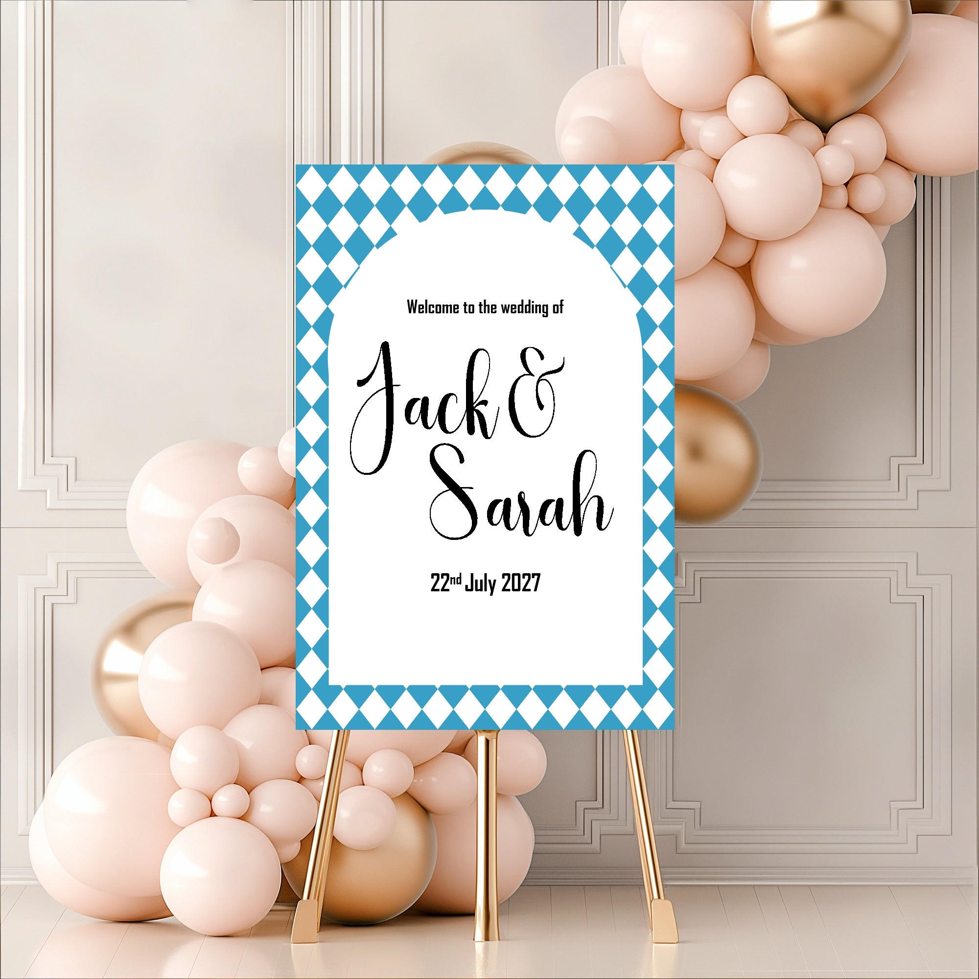 Harlequin Diamond Wedding Welcome Sign | Multiple Colour Options