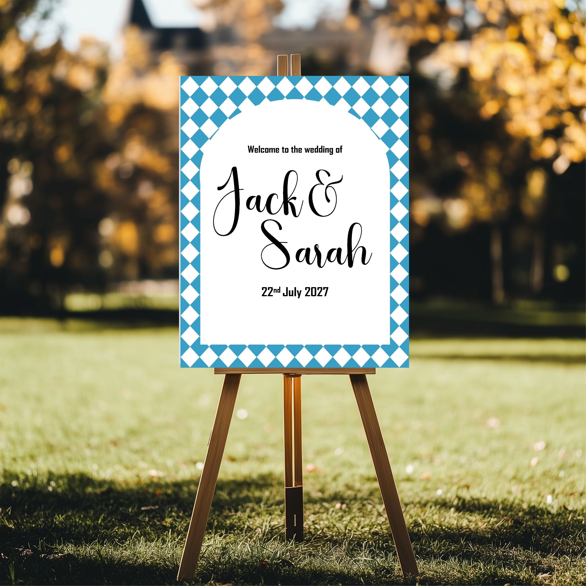 Harlequin Diamond Wedding Welcome Sign | Multiple Colour Options