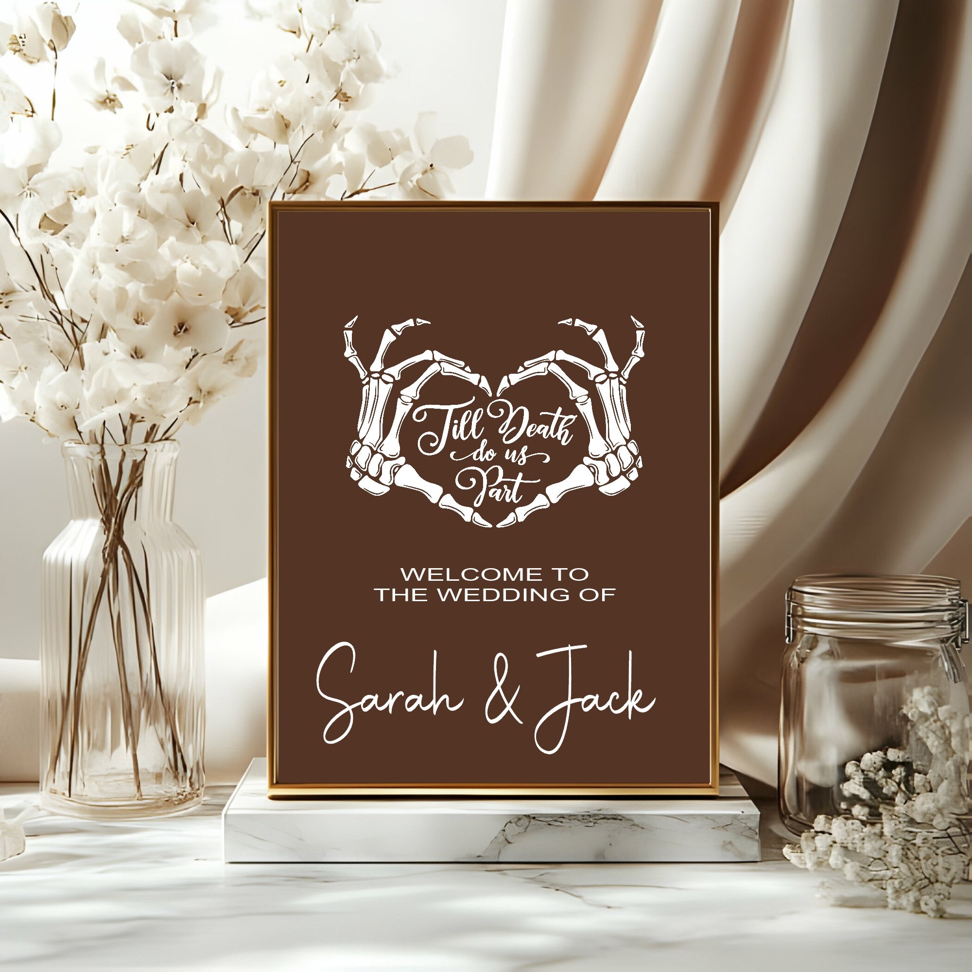 Gothic Welcome To Our Wedding Party Sign | Brown