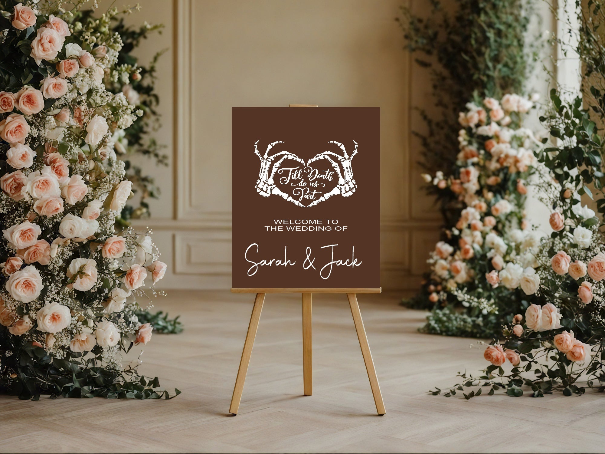 Gothic Wedding Party Invitations & Envelopes | Brown | Pack of 10