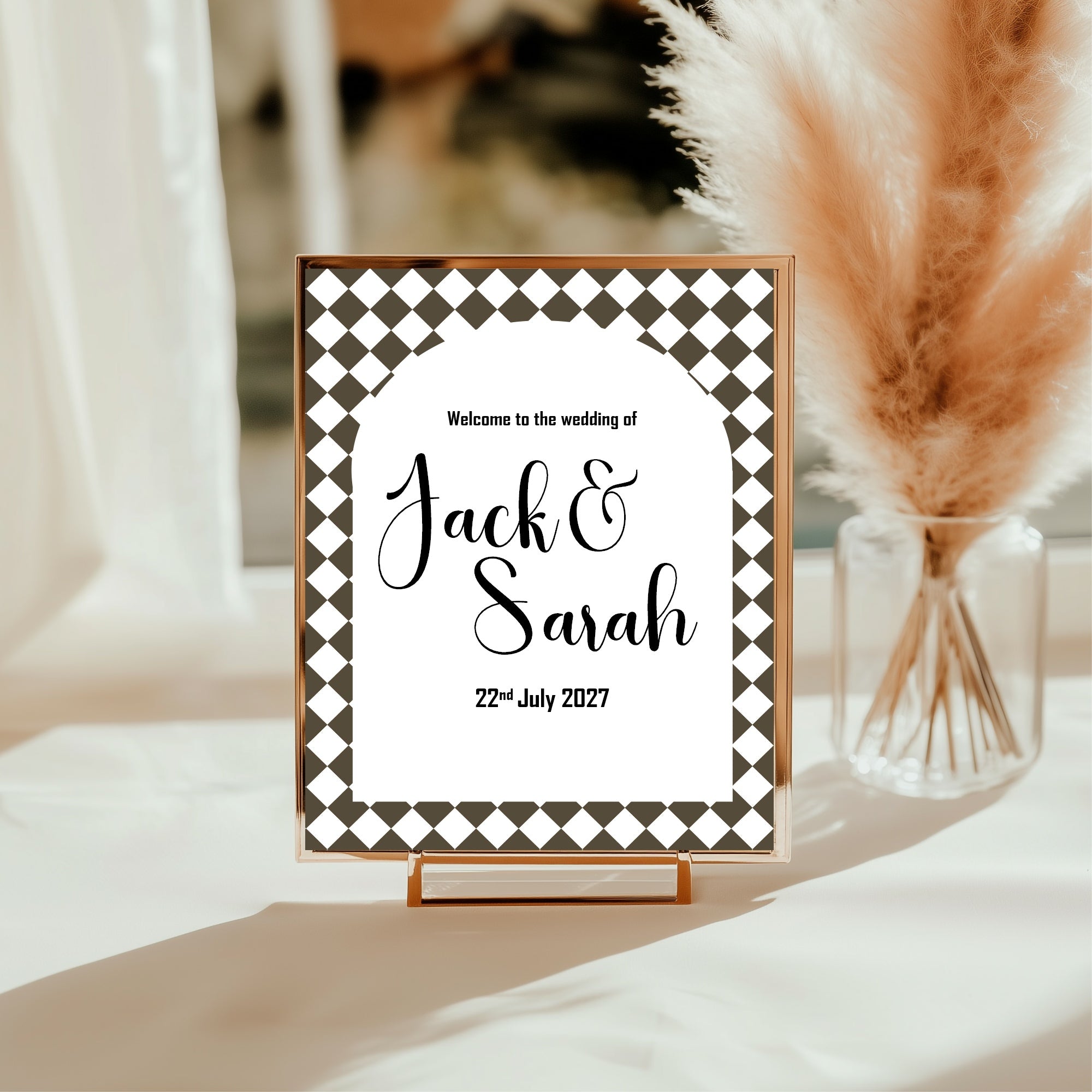 Harlequin Diamond Wedding Welcome Sign | Multiple Colour Options